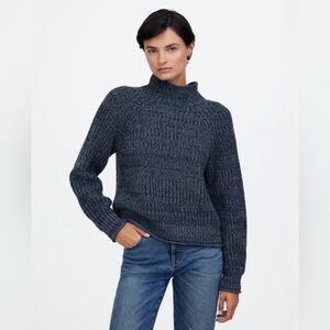 🩶 Madewell Marled Cotton Mockneck Sweater Gray Indigo Combo - Medium